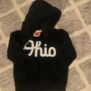 Dark Heather Gray Ohio Script Hoodie- Homage. Size 3T